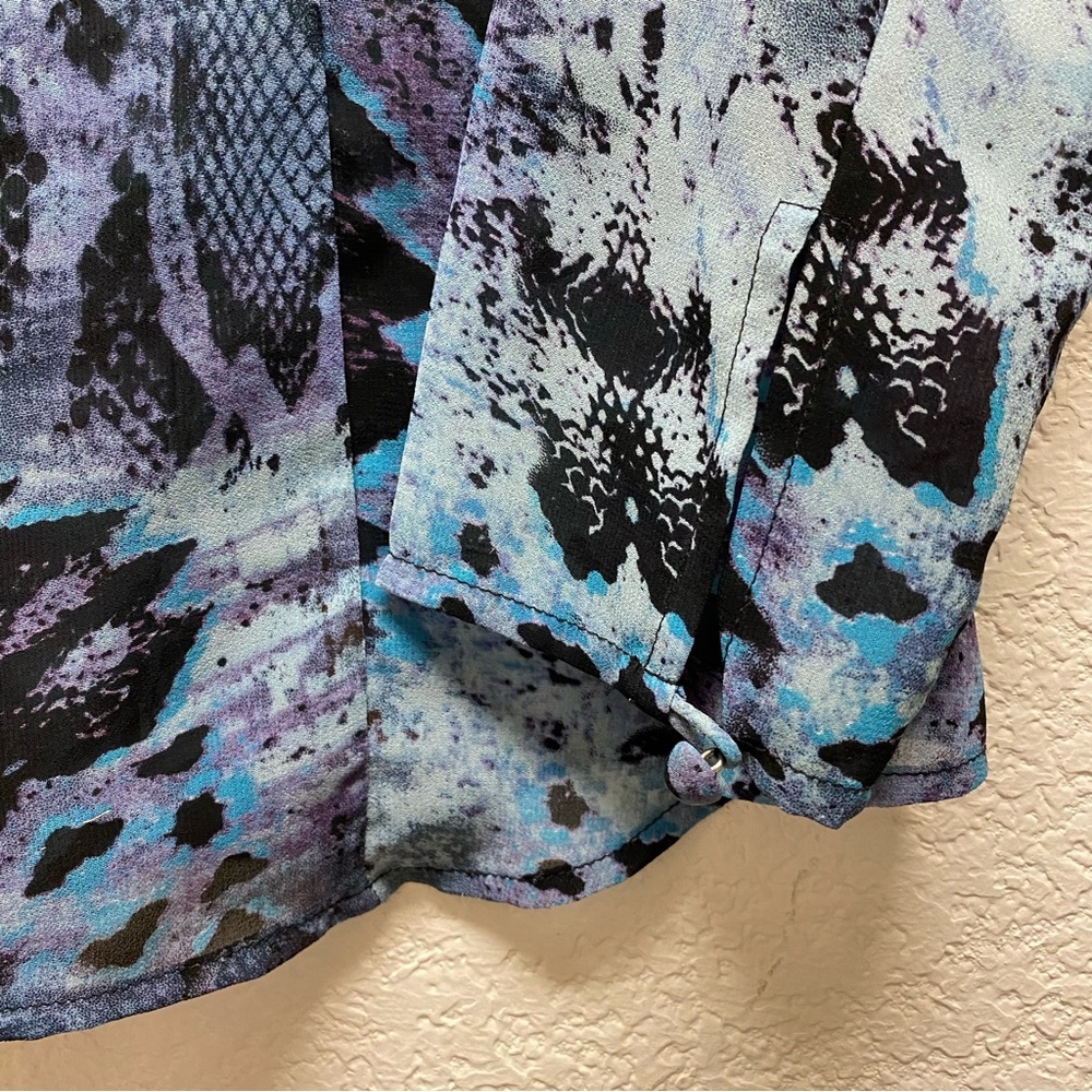 Cabi Python Print Button Up Semi Sheer Blouse Blu… - image 7